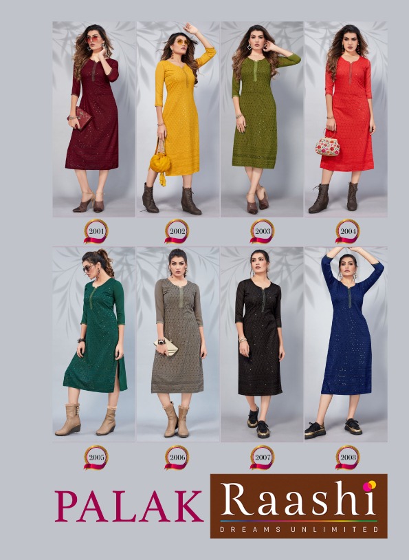 Raashi Palak Rayon Designer Exclusive Kurti Collection